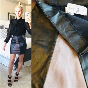 NWT LF BLACK & MAUVE LEATHER SUEDE SKIRT - 2